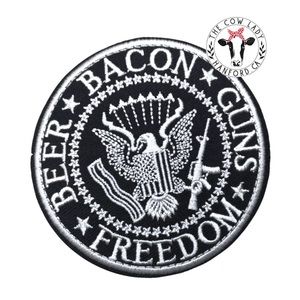 United States Beer Bacon Freedom Black USA Round American Embroidery Patch NEW